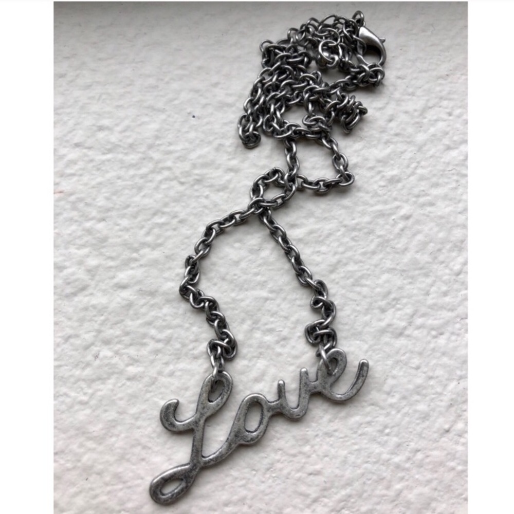 Cursive LOVE Necklace Silver